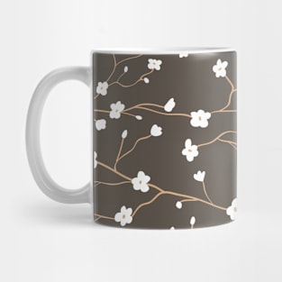 Branches pattern of white small flowers Mug
